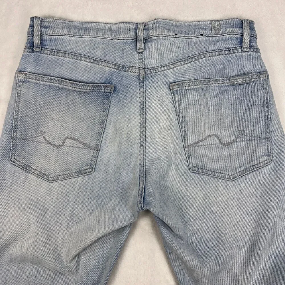 7 For All Mankind Mens Slimmy Slim Straight Leg Stretch Jeans Light Wash 7T00106